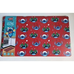 Disney Stitch Anti Fatigue Kitchen Mat 18 X 30” Christmas Tree Santa Hat NEW